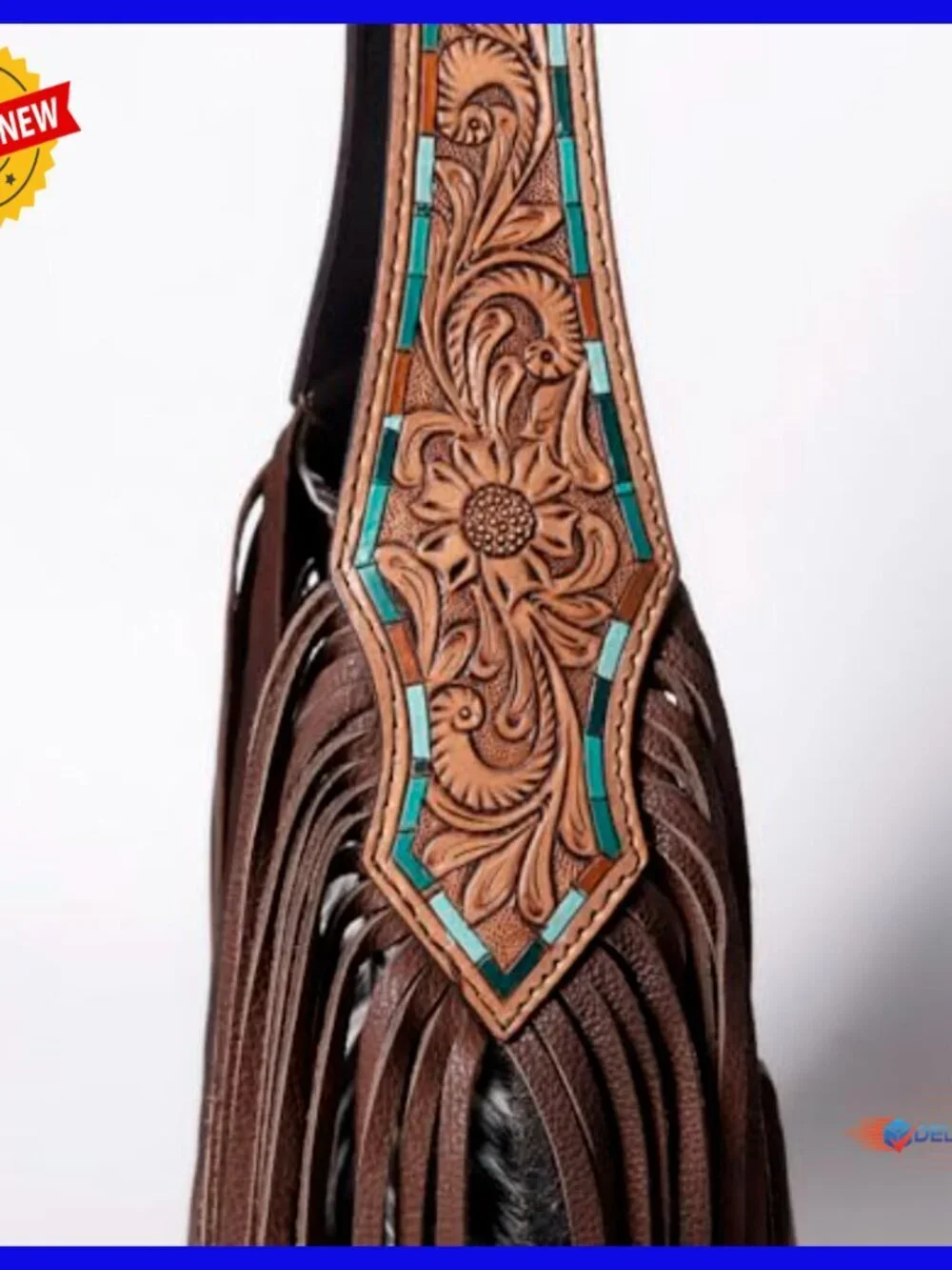 Western Hobo Leather Handbag with Fringe, Removable Strap, 10x17.5x5.5in